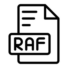 Raf icon outline style design image file. image extension format file type icon. vector illustration - obrazy, fototapety, plakaty