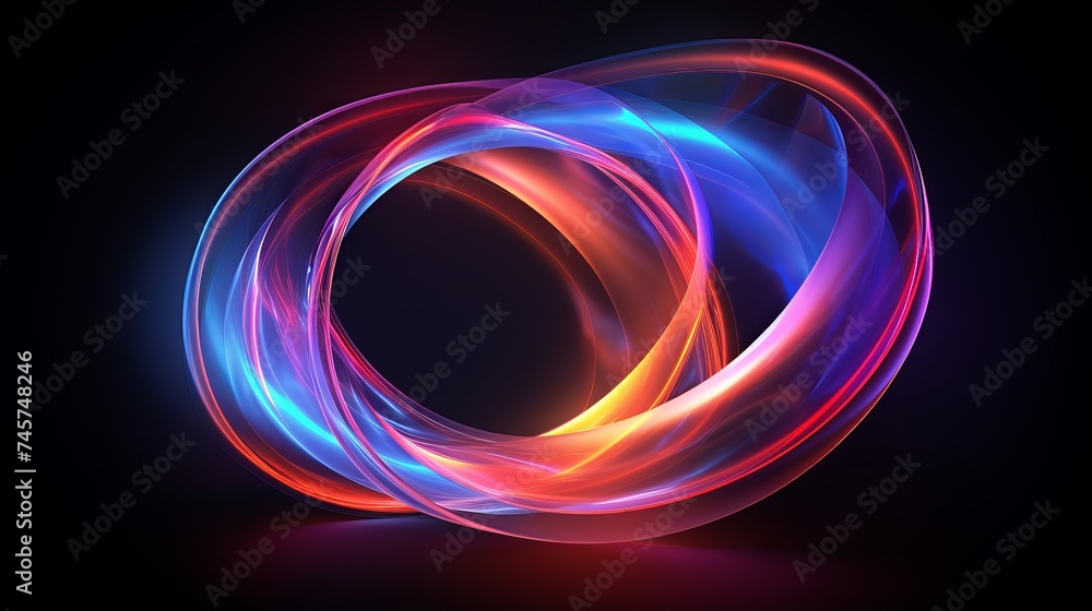 Wall mural colorful swirl elements with neon led illumination. abstract futuristic background