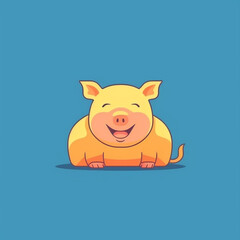 Pig, smiling simple, flat, low detail, smooth, minimal, bright colors, straight design, bright backgrounds сreated with Generative Ai