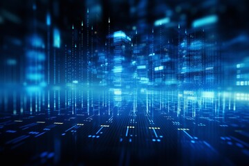 Fototapeta premium dynamic digital technology concept with a vibrant green-blue background and captivating light effects, representing the intersection of business and technology. Generative AI.