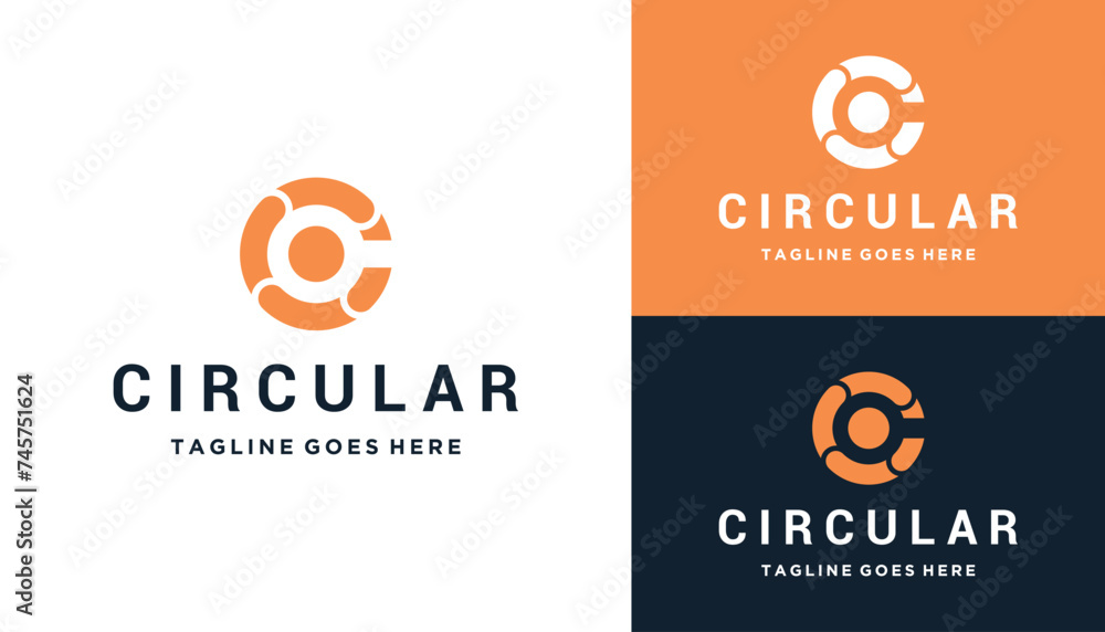 Poster circle initial letter c optic with circular simple lines logo design