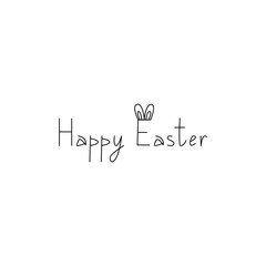Happy Easter, bunny ears, simple doodle vector illustration