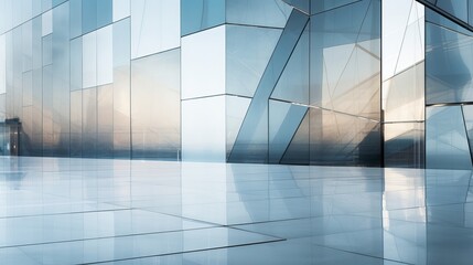 Detail of an glass and metal building and its reflection - like geometrical abstract background