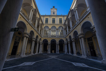 Fototapeta na wymiar GENOA, ITALY, JANUARY 20, 2024 - View of the colonnade of the University of Genoa, Italy