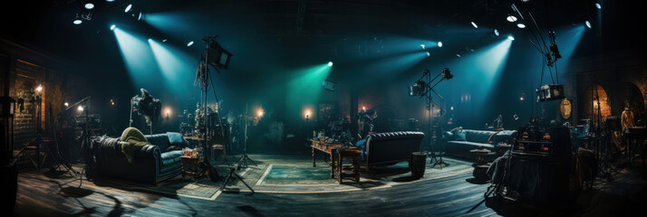 Obraz premium Backstage video production recording in film studio.