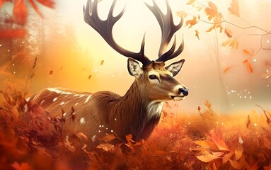 deer in the forest in autumn