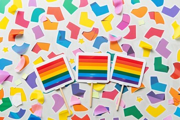 LGBTQ Sticker lgbtq pride sticker for store design. Rainbow vibrant sticker motive queer sticker diversity Flag illustration. Colored lgbt parade amaranth deep purple. Gender speech dilation