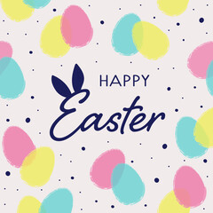 Minimalist Easter greeting card. Background with painted eggs. Vector illustration