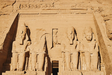 Front of the Temple of Ramesses II. Abu Simbel Temples. Popular Egyptian landmark. Ancient Egypt. Vacation destination. Historic site - 745753264