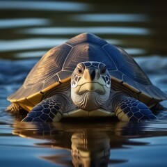 Sea turtle on the surface of the water