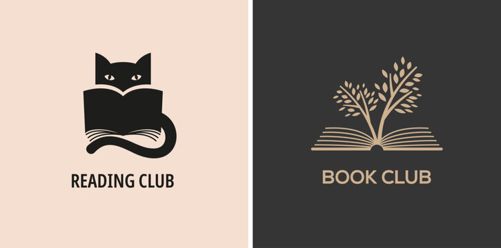 Minimalist Book, reading and writing logo. Minimal modern style book symbols and icons