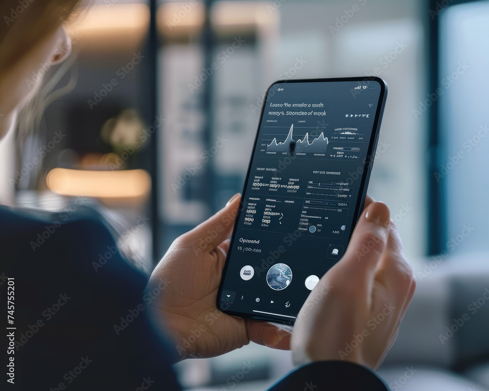 Poster digital wealth accumulation platform with users navigating through immersive financial growth simula