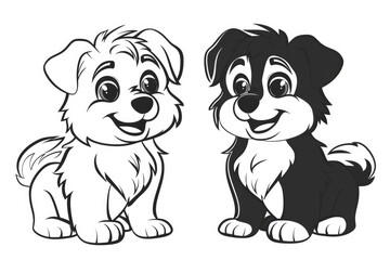 Fototapeta premium Cute dog outline illustration, coloring page for kids