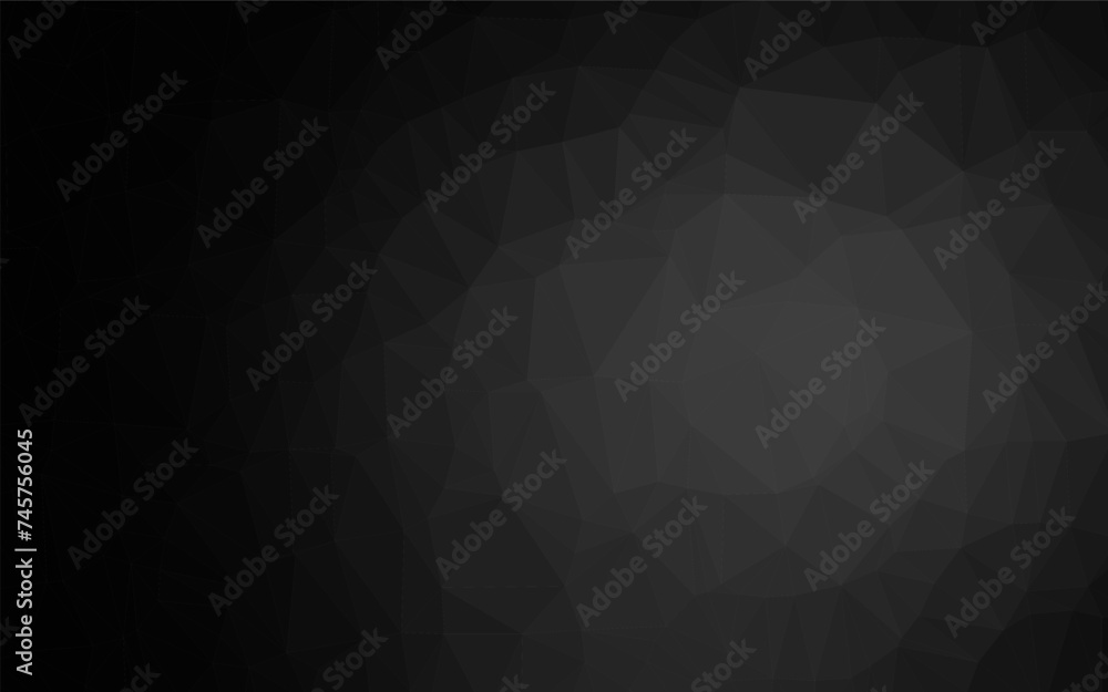 Poster dark silver, gray vector shining triangular pattern.