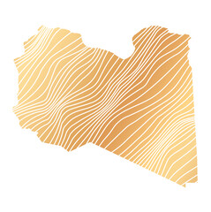 abstract map of Libya - vector illustration of striped gold colored map