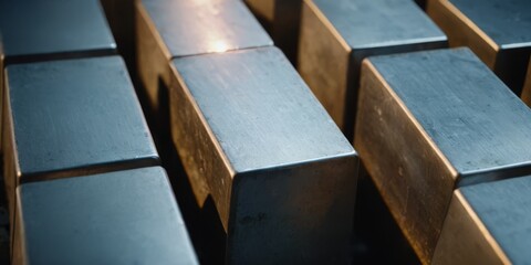 A detailed view of a solid metal block. Perfect for industrial themes or as a background texture