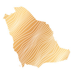 abstract map of Saudi Arabia - vector illustration of striped gold colored map