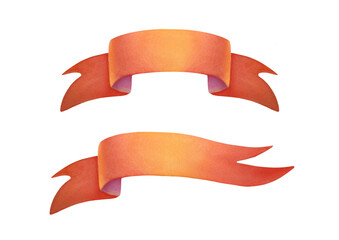 Obraz premium red silk ribbons and bow set. Watercolor illustrations isolated on transparent background