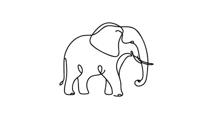 Illustration of vector one continuous line elephant logo design inspiration. Hand drawn minimalism style monogram