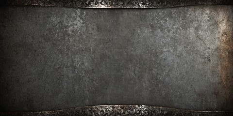 black background texture grunge with silver white center in abstract textured metal in old distressed vintage border design