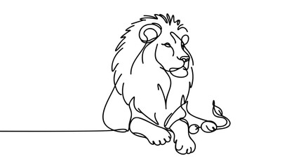 One line design silhouette of lion. Hand drawn minimalism style.vector illustration © artisttop