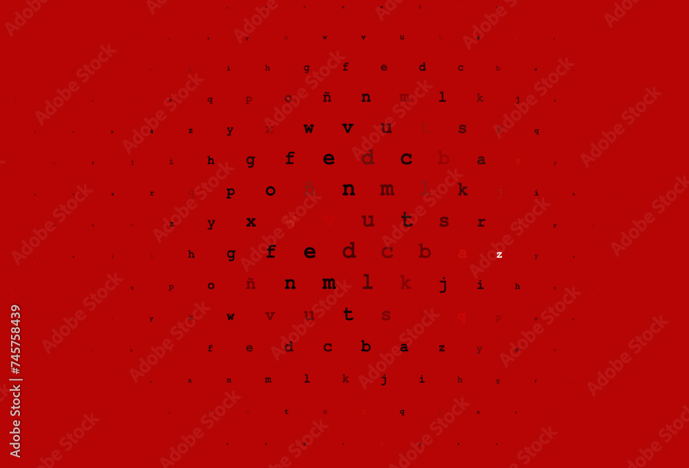 Poster dark red vector pattern with abc symbols.