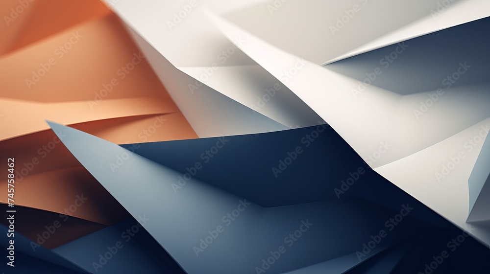 Poster macro image of paper folded in geometric shapes, three-dimensional effect, abstract background