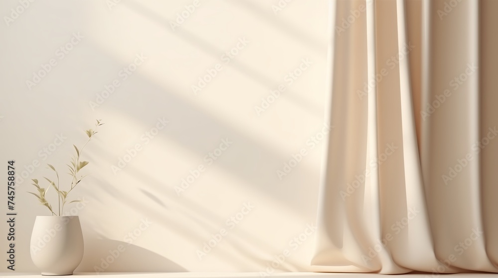 Poster minimalistic abstract gentle light beige background for product presentation with light andand intri