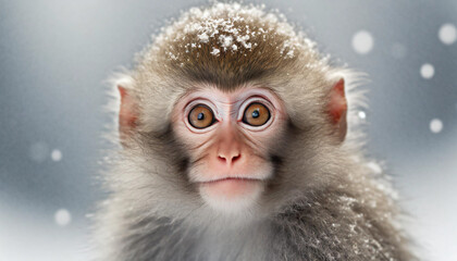 雪の中の猿の子供,Generative AI AI画像