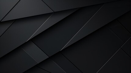 Minimalistic black dynamic background with diagonal lines, abstract dark geometric shape from paper with soft shadows background, top view, flat lay - obrazy, fototapety, plakaty