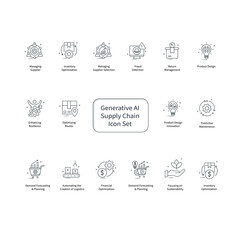 AI Supply Chain Management Vector Icon Design Set