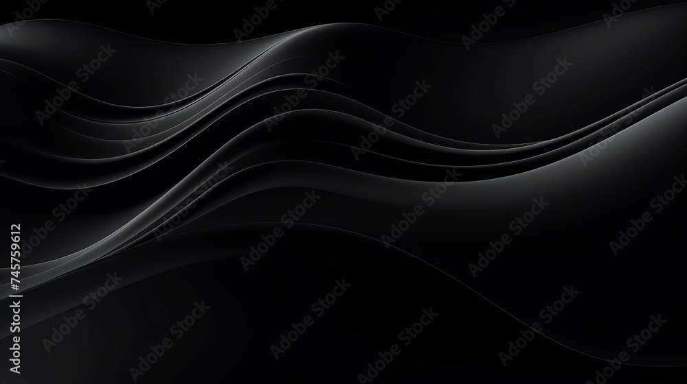 Poster panoramic abstract fluid wave curve banner with a dark background.black abstract background design. 