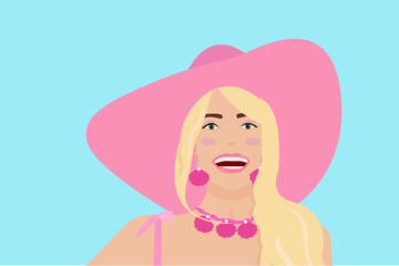 beautiful girl picture. flat style