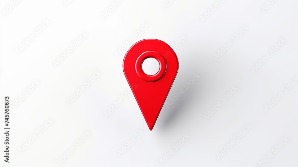 Poster red map pointer isolated on a white background