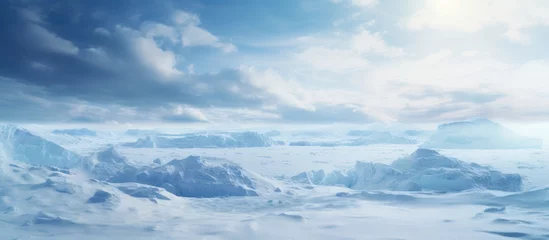 Zelfklevend Fotobehang Arctic winter landscape with large glaciers frozen sea © Eyepain