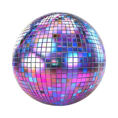 purple disco ball isolated on white background or transparent background 