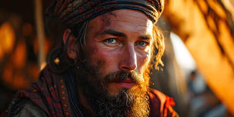 Portrait of Biblical King Saul Sitting in a Tent