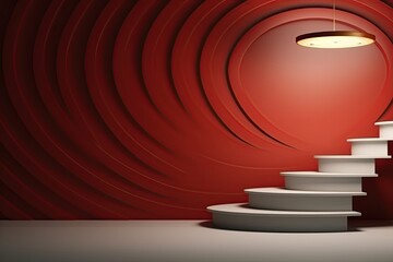 Obraz premium podium ,background retro minimalism groovy , retro lights shades , stark spiral ,Old shabby Wall copy space --ar 3:2 --stylize 50 Job ID: 6fcd3572-cbf6-4aeb-9244-7406ff15f6d6