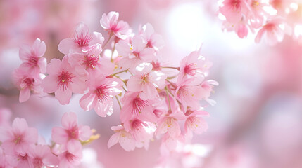 Beautiful Pink Cherry Blossom Branches in Full Bloom with Soft Focus Background Perfect for Spring Floral Design Wallpaper or Greeting Card
