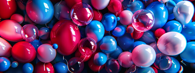 Panoramic background with colorful balloons.