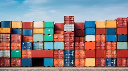 Fototapeta premium Stack of Cargo Containers in import and export area at port