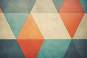 bright retro background with antique shabby wall with geometric