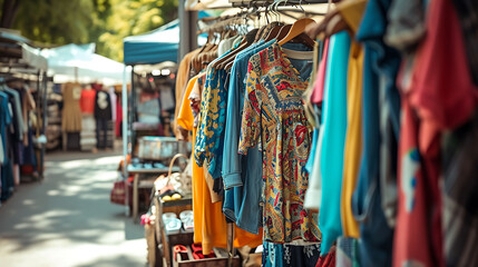 Street fashion markets or flea markets. Copy Space
