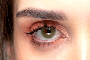 Fototapeta premium macro of eye with cosmetic contact lens and irritation