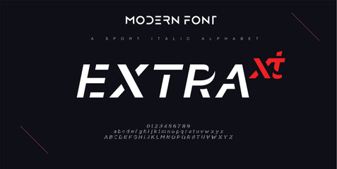 Obraz premium Modern minimal abstract alphabet fonts. Typography technology, electronic, movie, digital, music, future, logo creative font. vector illustration