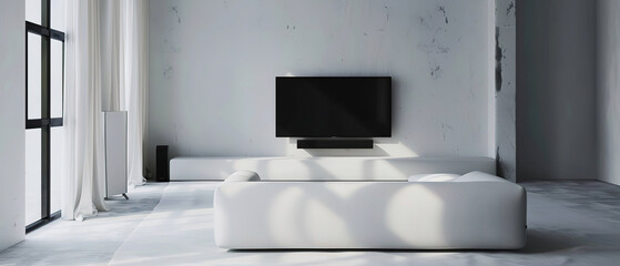 Minimalist living room, modern living advertising