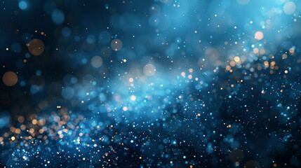 Blue Bokeh Lights with Abstract Particle Effect