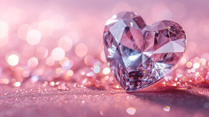 White diamond Gemstone heart, generative ai