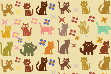 Obraz na płótnie Canvas Cute cat pattern background free download