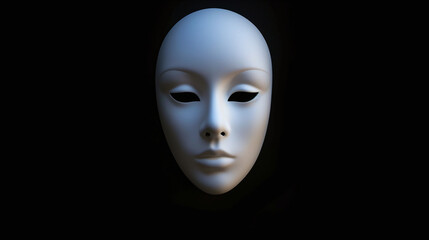 Mysterious White Venetian Mask Shrouded in Darkness High Contrast Dramatic Lighting
